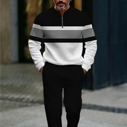 🔥 Férfi nyomtatott kötöttáru és nadrág szett — Kényelmes illeszkedés, alkalmi megjelenés👖