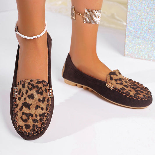🌸Tavaszi akció🌸Női divat: leopárdmintás patchwork loafer