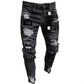 🔥 MOST 50% KEDVEZMÉNY! 👖 Férfi szakadt skinny farmer – merész patchwork és strapabíró farmeranyag 🎨👟
