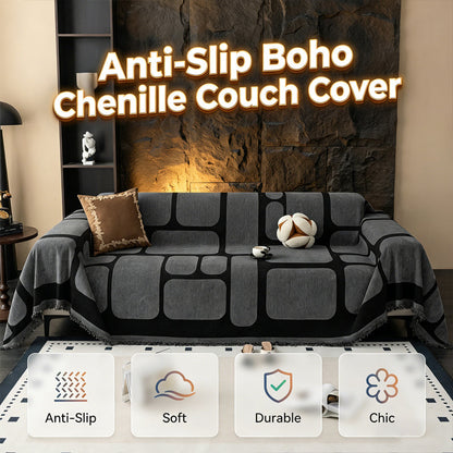 🔥 Új termékek időkorlátozott akciója 🔥 Csúszásgátló boho stílusú szenill kanapéhuzat