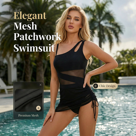 🌊 Hálós patchwork egyrészes fürdőruha