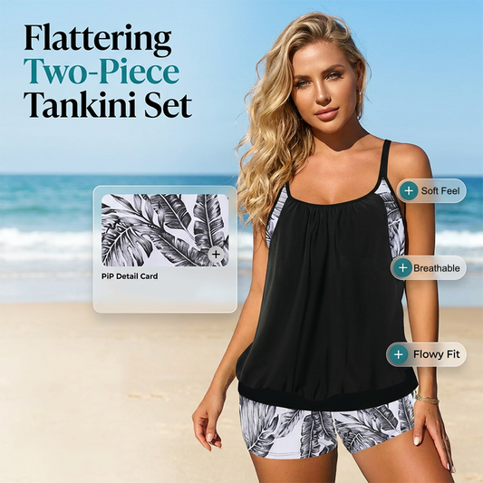🌊S-4XL 🩱 Tankini szett Boyshort biztonságos fedés