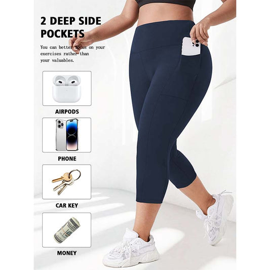 👖Női magas derekú capri leggings zsebekkel
