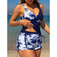 🌺🩱 Trópusi Mintás Magasderekú Tankini