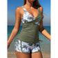 🌺🩱 Trópusi Mintás Magasderekú Tankini