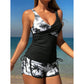 🌺🩱 Trópusi Mintás Magasderekú Tankini