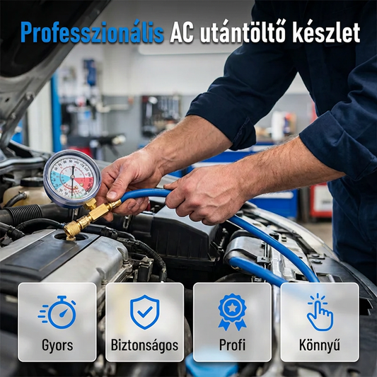 🚗🔧R134a AC hűtőközeg-töltőtömlő nyomásmérővel