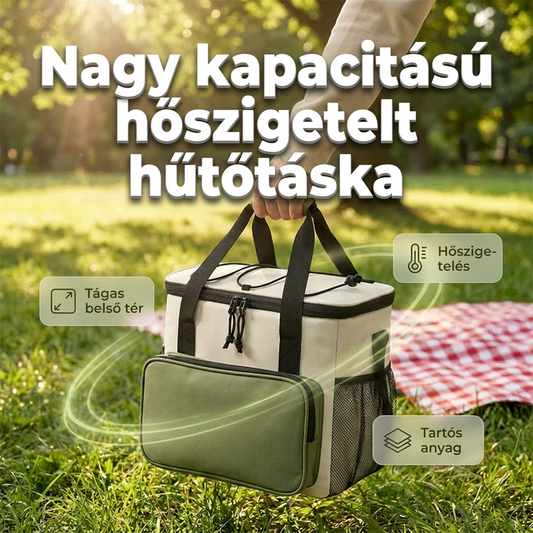 🧊🍉 Nagy kapacitású, hőszigetelt hűtőtáska piknikekhez és szabadtéri programokhoz