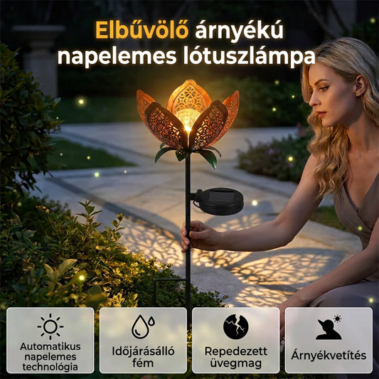 🌻Napelemes fém lótusz kerti dekorációs lámpa🔮