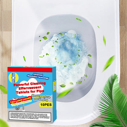 🧼🚽Erős tisztítás·Buborékos hatás! Erőteljes pezsgőtablettás csőtisztító – Mélyreható lerakódás-eltávolítás és szagtalanítás