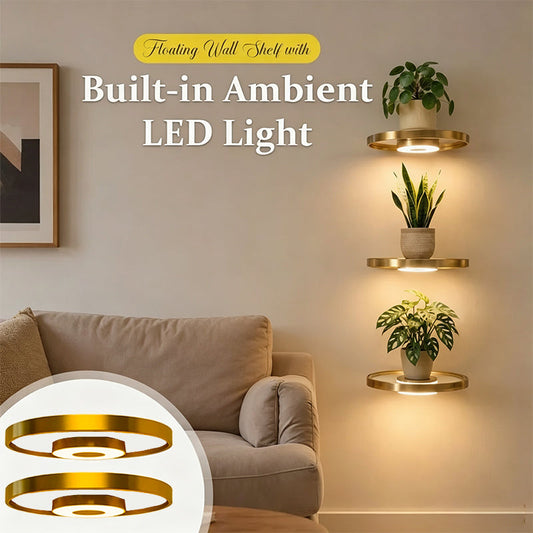 🏠 Fali függesztett polc beépített LED hangulatvilágítással – modern lakberendezés