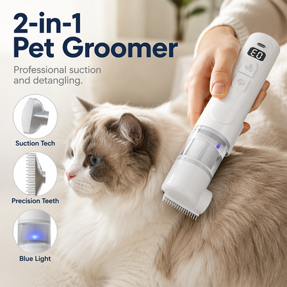 🐶 2‑az‑1‑ben elektromos kisállat ápolófésű, beépített szívófunkció bolhák és atkák eltávolítására otthonra és utazáshoz