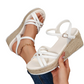 👡 Női platformos ék szandál – szalmafonatos bokapántos ✨