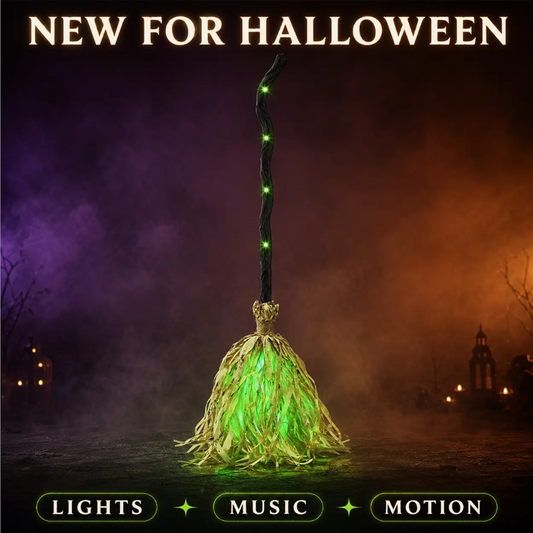 🧙‍♀️🎃 Halloweeni elektromos boszorkányseprű – Dekoratív Halloween kiegészítő otthoni és parti díszítéshez