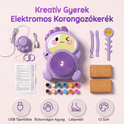 🎨 Elektromos fazekaskorong DIY agyagkészlet gyerekeknek