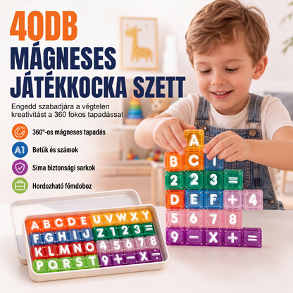 🧲 Mágneses betű és szám kockák kisgyermekeknek
