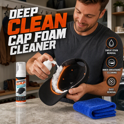 🧼 Öblítés nélküli baseball‑sapka habtisztító – Mélytisztító spray, eltávolítja az izzadság‑ és porfoltokat