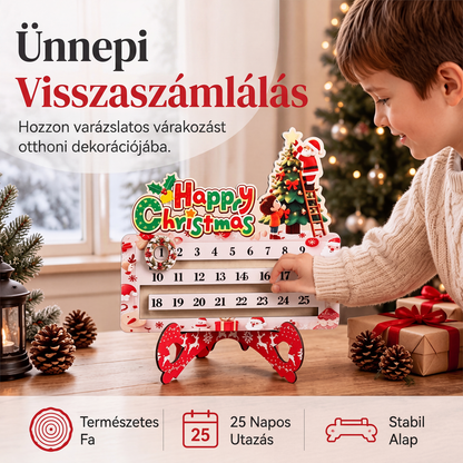 25 napos fából készült karácsonyi adventi naptár