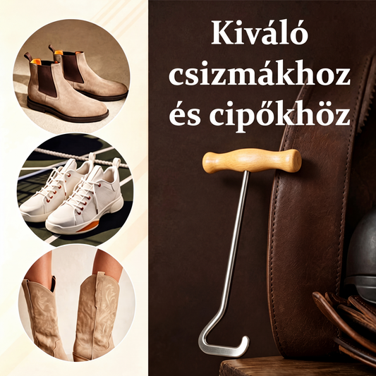 👢✨Ergonómikus T‑fogantyús rozsdamentes acél csizmahúzó, praktikus segédeszköz