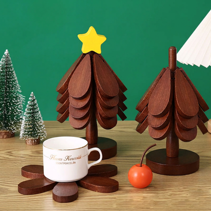 🎄Összecsukható fa alakú faforgács-készlet forró ételekhez és alátétekhez💝