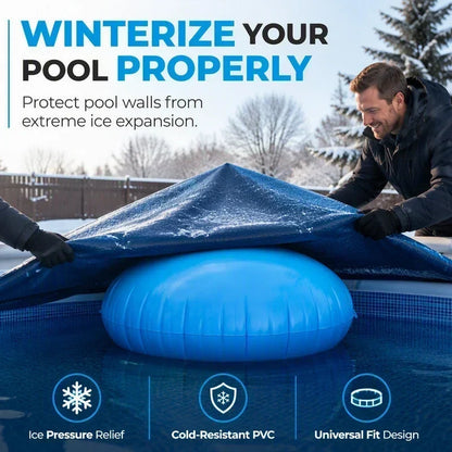 ❄️ IDŐKORLÁTOS 50%-OS KEDVEZMÉNY! ✨ Kerek, felfújható medence-télizáró légpárna – jégnyomás-csökkentő, téli medencevédő 🏊