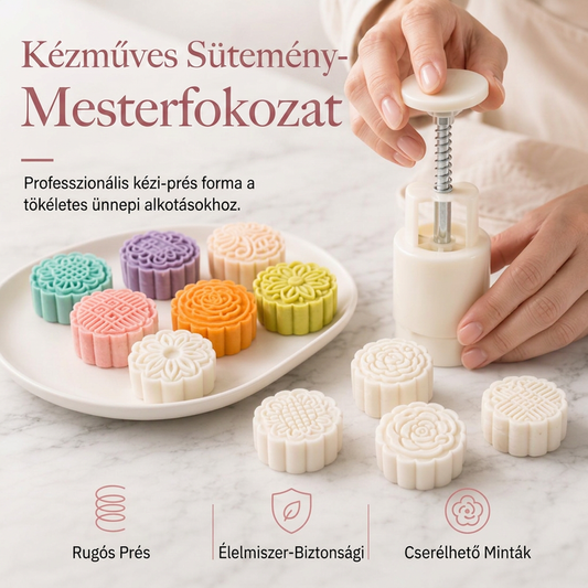 🥮🍪 Kézi Prés Holdtorta Forma: Vége a Törött Sütiknek és Elmosódott Mintáknak!