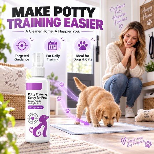 🐾 Háziállat Szobatisztasági Tréning Spray – Kiscicák és Kutyák Tanításához