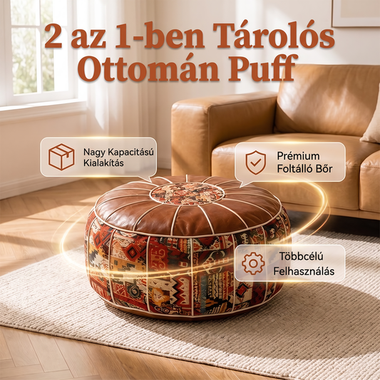 🪑✨Műbőr 2 az 1-ben tárolós lábtartó – bohém stílusú kialakítás, amely ülőalkalmatosságot és tárolóhelyet egyesít