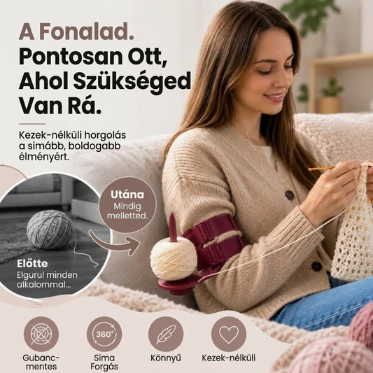 🧶 Állítható kettős pántos, hordható karos fonalvezető