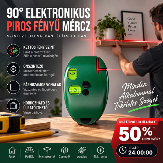 📐 90 fokos derékszögű infravörös lézeres szintező | Pontos lézeres jelölés barkácsoláshoz🔴