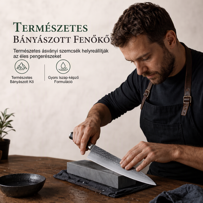 🎉 Takarítson meg 50%-ot! 🔪 3000-as csiszolópontosságú természetes köszörűkő – Zöld iszap és egyoldalas kialakítás késekhez ✨