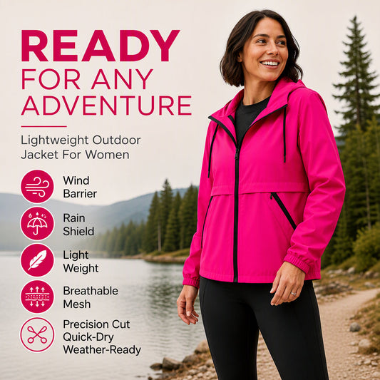 Women's Outdoor Windproof Hooded Jacket – Lightweight, Wind-Resistant, Adventure-Ready Comfort